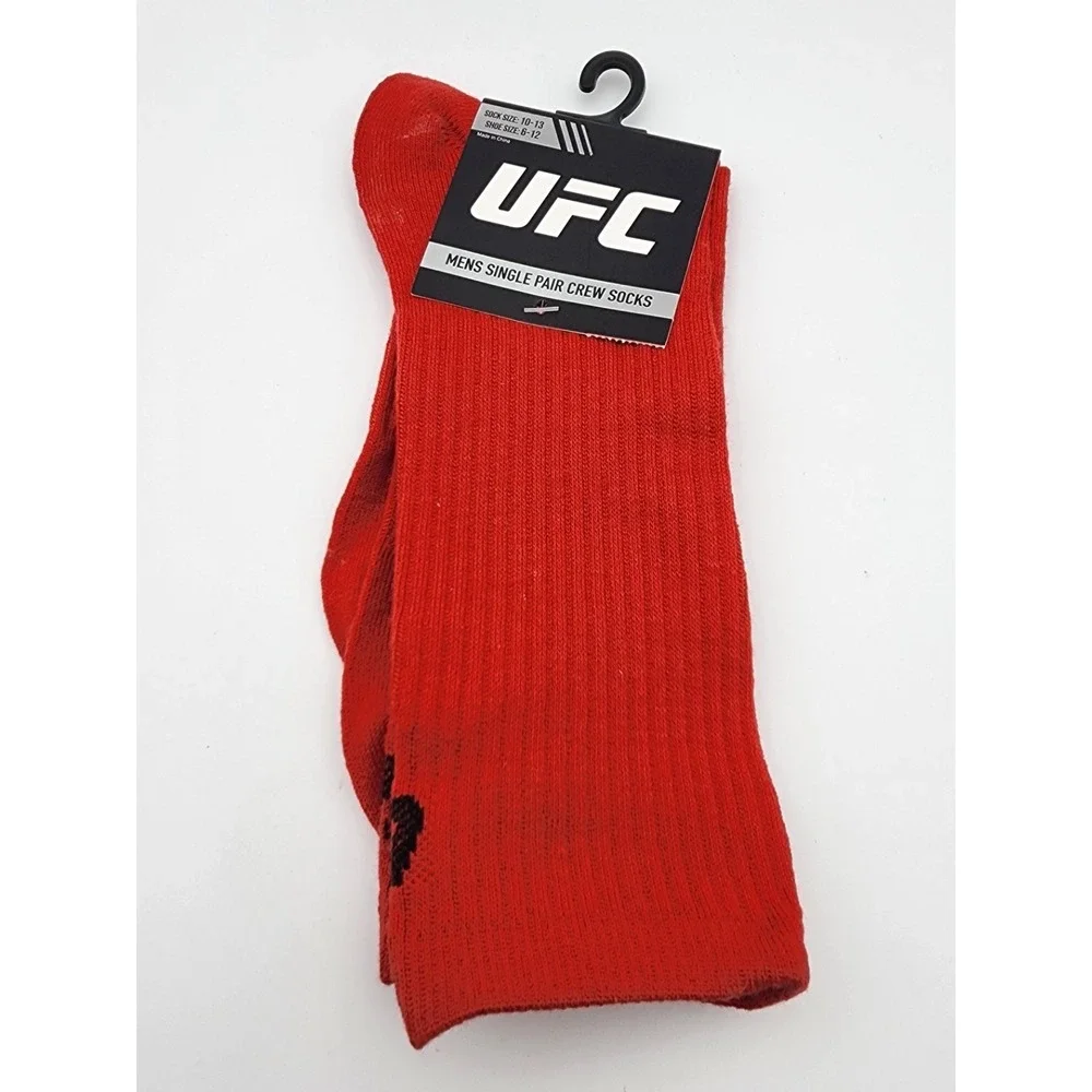 UFC Adult Mens Size 6-12 Red Crew Socks 1 PAIR‎ NEW
